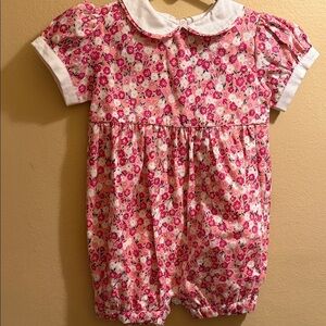 Rachel Riley Pink and White Floral Peter Pan Collar bubble